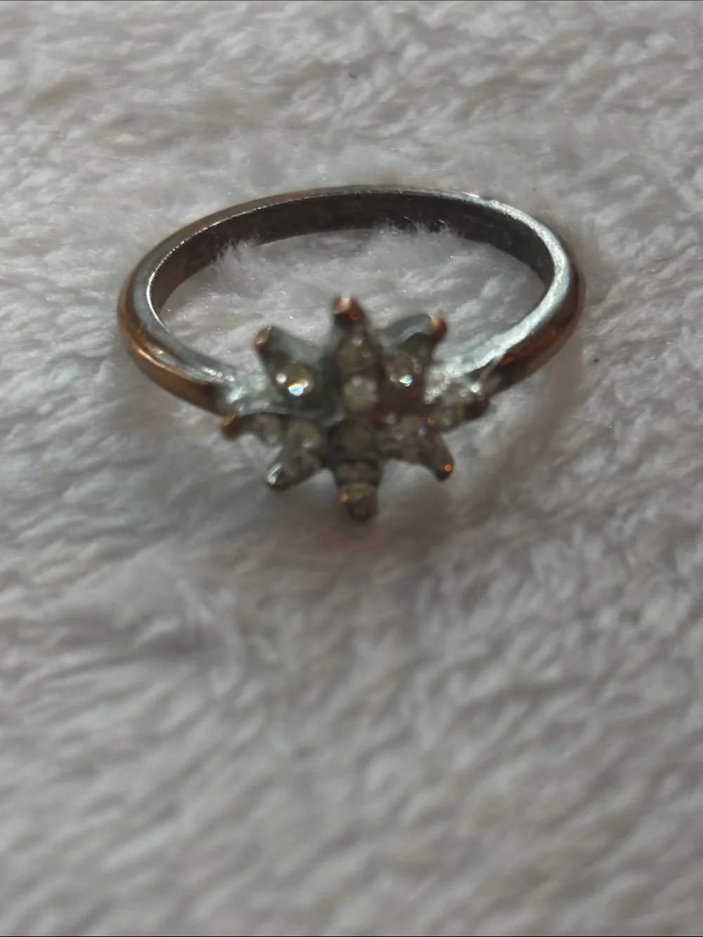 Silver-Tone Floral Cluster Ring with Clear Stones - Women Jewelry